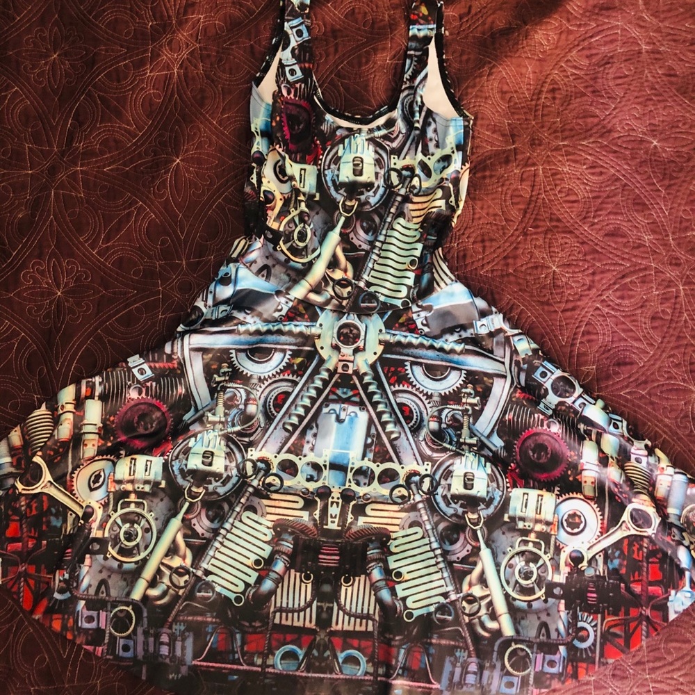 Rare Blackmilk STEAM PUNK ALLOY SCOOP SKATER DRESS